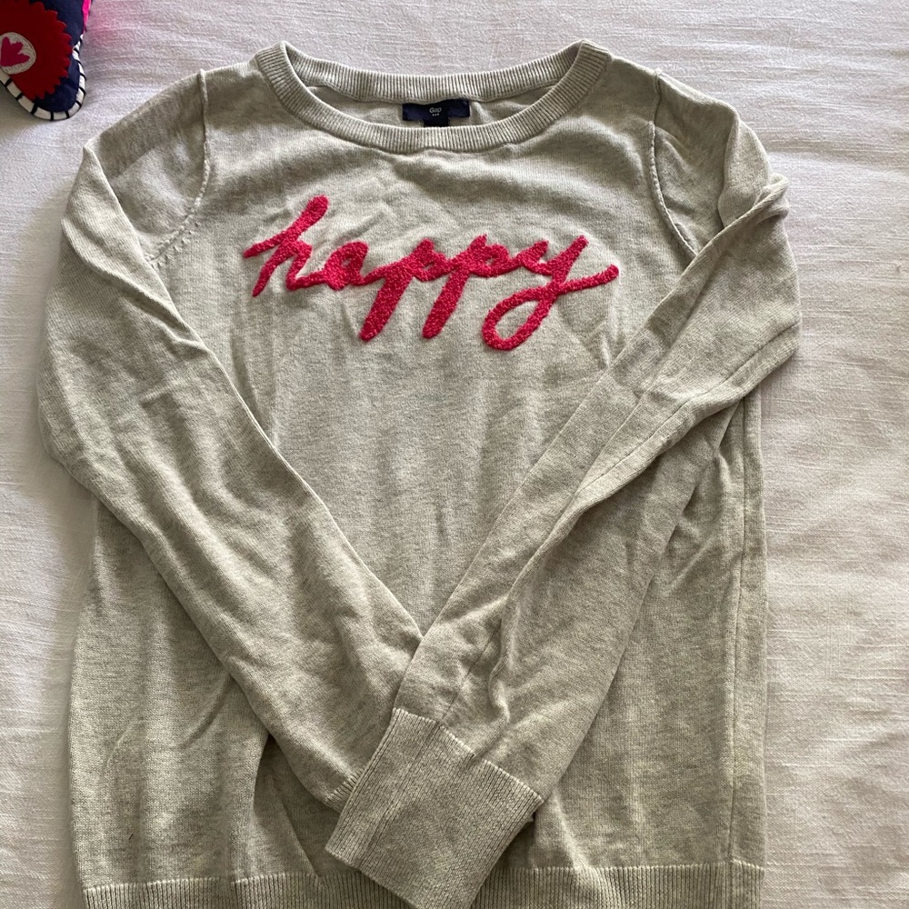 Gap sweater “happy” graphic
